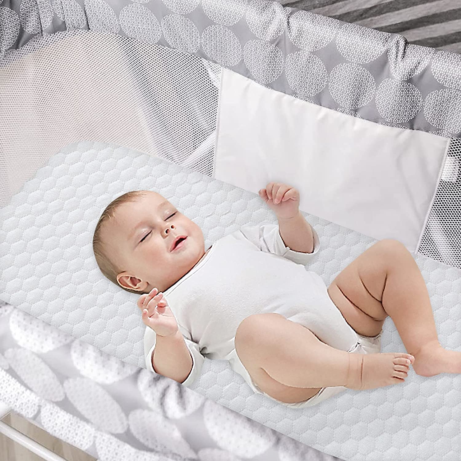 Baby Bassinet Mattress Topper with Waterproof Bamboo Cover 15" x 30" x 1.5", Breathable Oval Bassinet Mattress Pad Ultra Soft, Fit Many Cradle Brand and Style - Image 7
